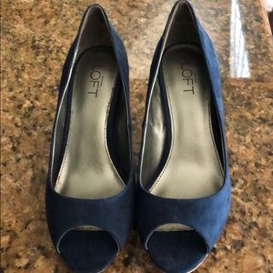 Blue LOFT Peep Toe Heels
